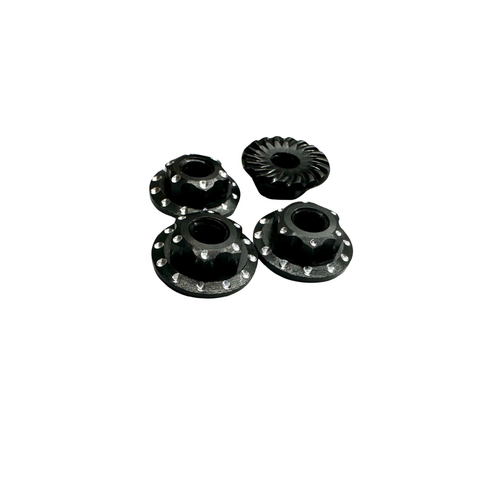 NathoBuilds M4 Low Profile Aluminium Serrated Flange Wheel Nuts - Black